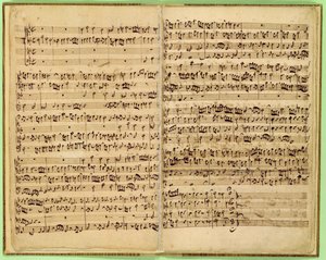 Páginas da pontuação do &39;St. Matthew Passion &39;, 1727 (caneta e tinta no papel)